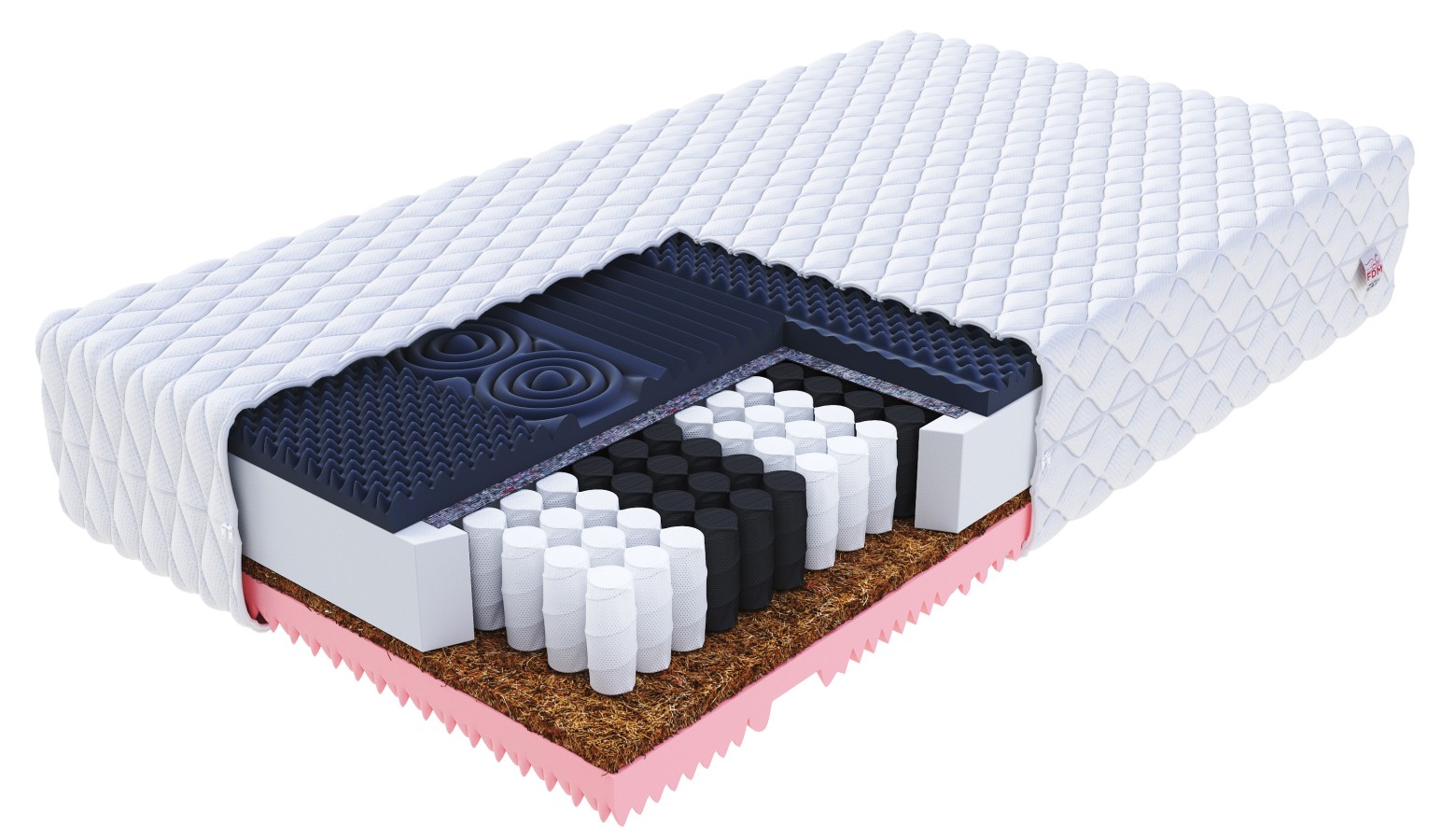 Materac kieszeniowy GINASO visco, kokos, pianka HR - 80 x 200 - H4 twardy / H3 średnio twardy - 22 cm