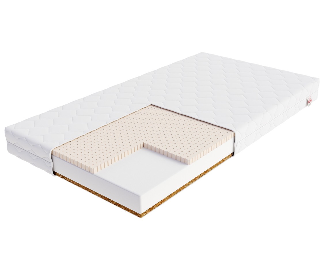 Materac piankowy PIKOLO lateks, kokos - 140 x 200 - H2 średnio miękki / H4 twardy - 10 cm