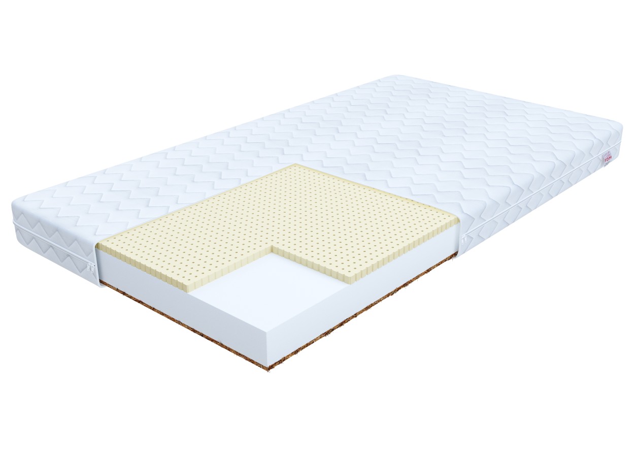 Materac piankowy PIKOLO lateks, kokos - 200 x 200 - H2 średnio miękki / H4 twardy - 10 cm