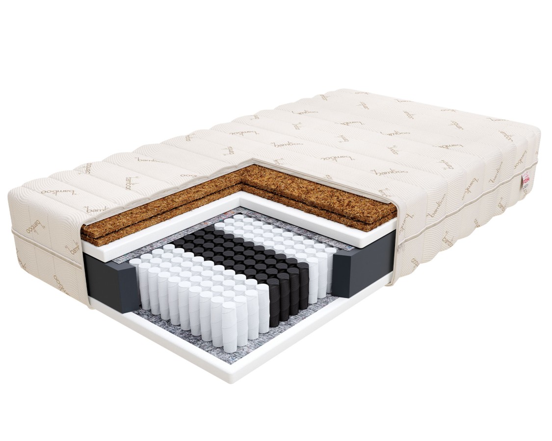 Materac multipocketowy GRADO podwójny kokos - 200 x 200 - H4 twardy / H5 bardzo twardy - 25 cm