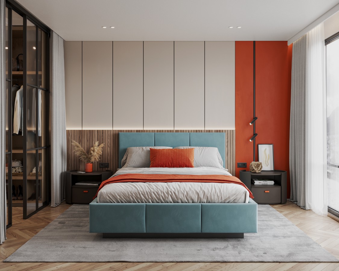 Łóżko lewitujące tapicerowane AVEIRO z pojemnikiem i stelażem podnoszonym - 90x200 - TRINITY - Turkusowy