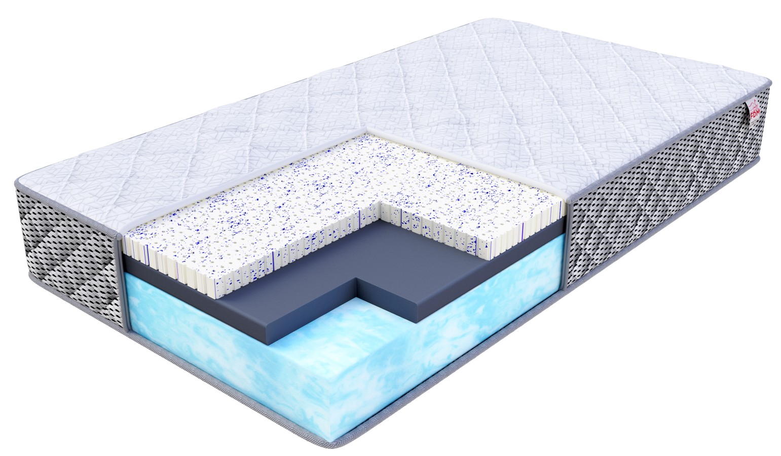 Materac piankowy MODERNOS Bio Foam, lateks Ocean Blue Gel - 200 x 200 - H5 bardzo twardy - 28 cm