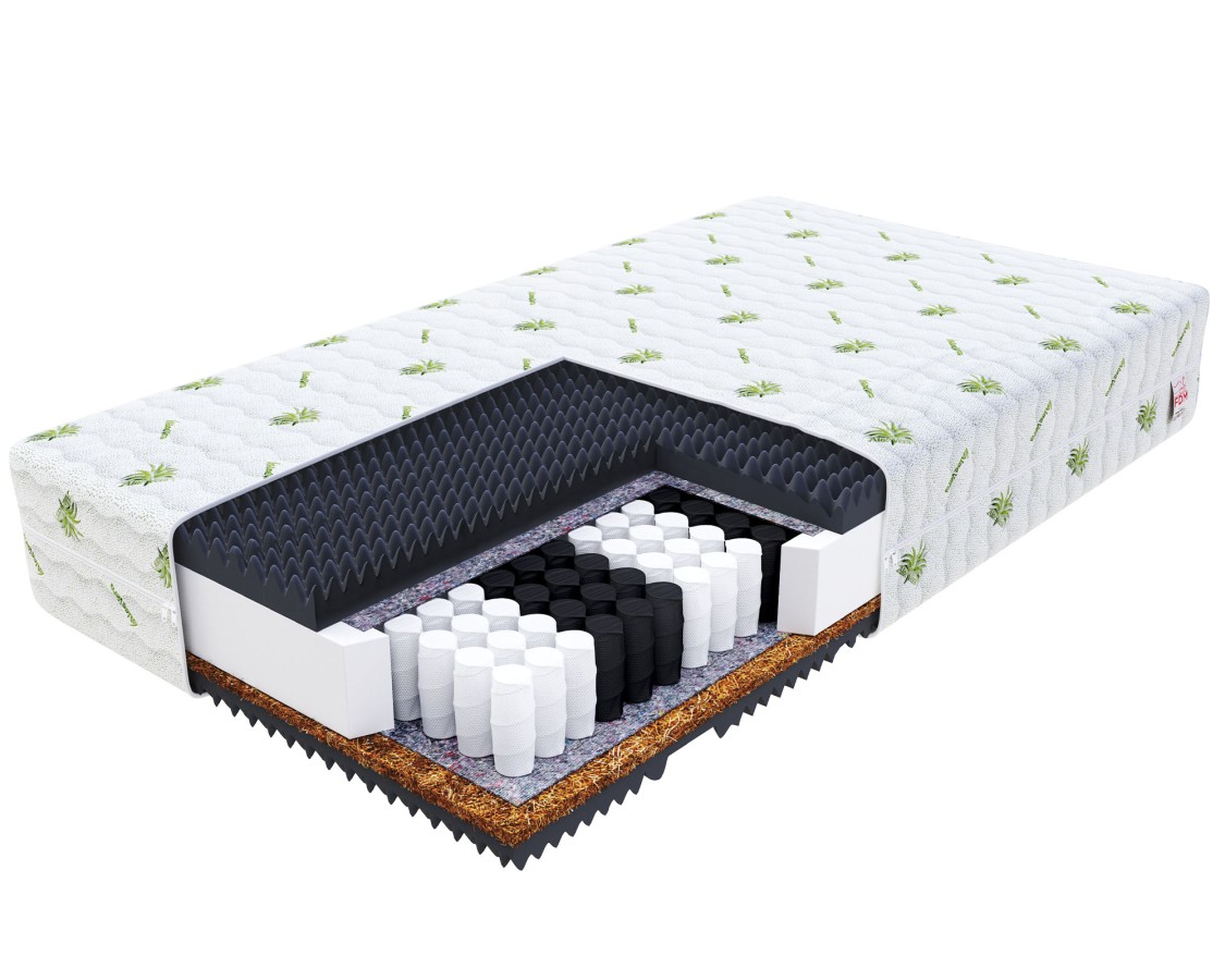 Materac kieszeniowy MORK z warstwą kokosa i pianką jeż - 90 x 200 - H4 twardy / H3 średnio twardy - 24 cm