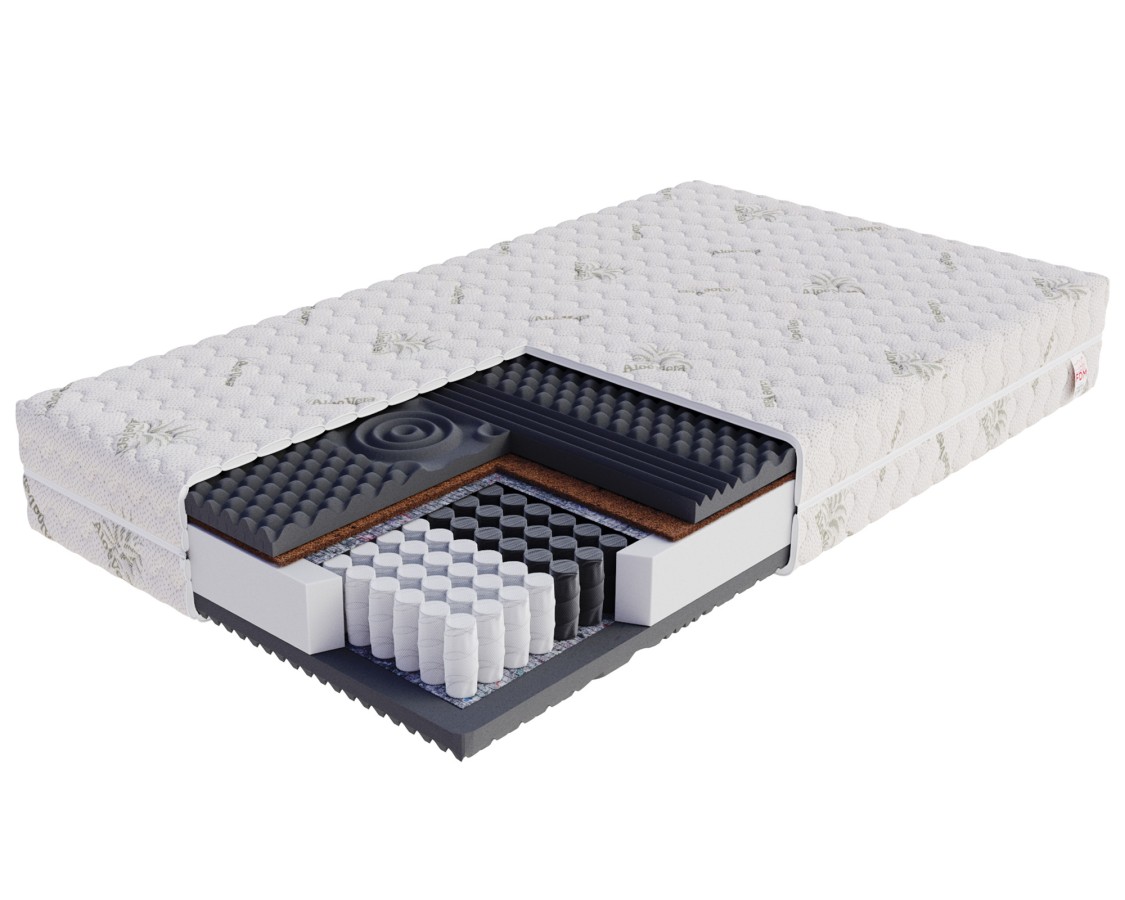 Materac kieszeniowy MORK z warstwą kokosa i pianką jeż - 100 x 200 - H4 twardy / H3 średnio twardy - 24 cm