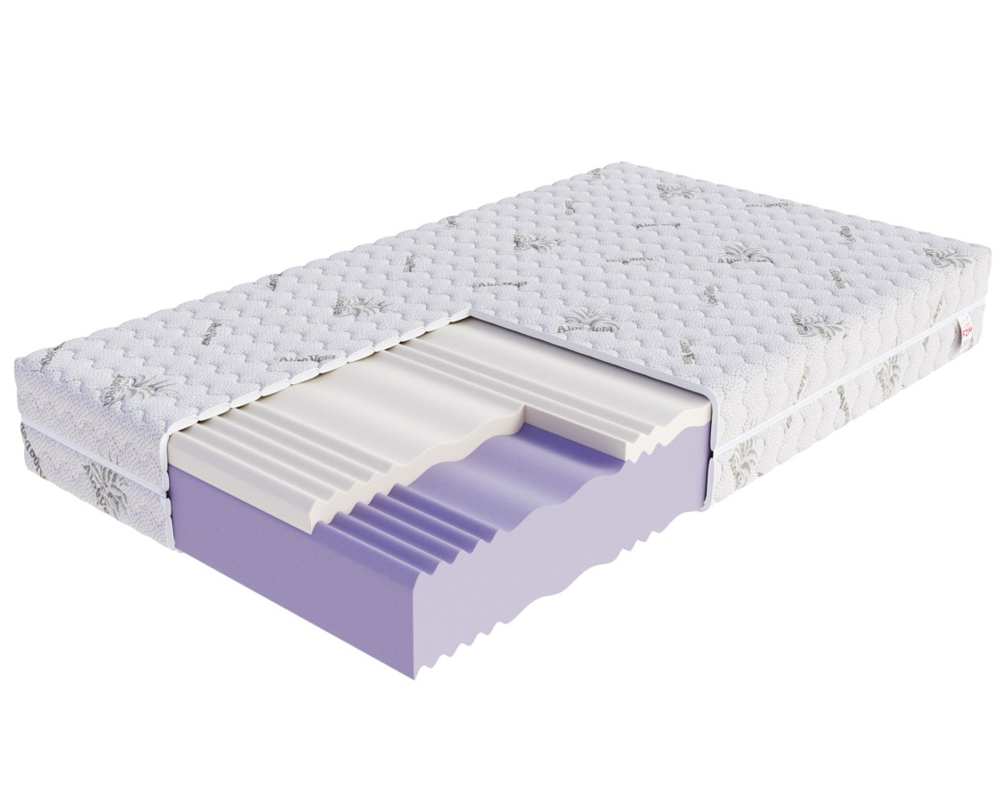 Materac piankowy SELECT profilowana pianka poliuretanowa, pianka VISCO - 100 x 200 - H4 twardy / H3 średnio twardy - 24 cm