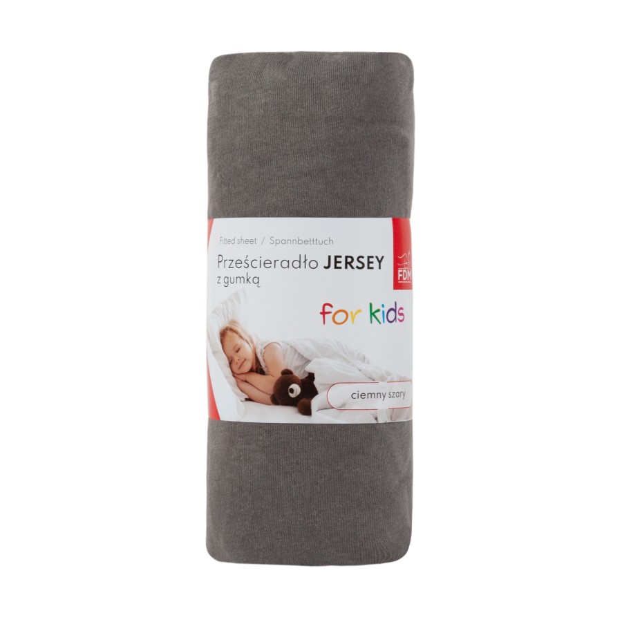 Prześcieradło dziecięce JERSEY szare 100% bawełna Rozmiar: 80 x 160