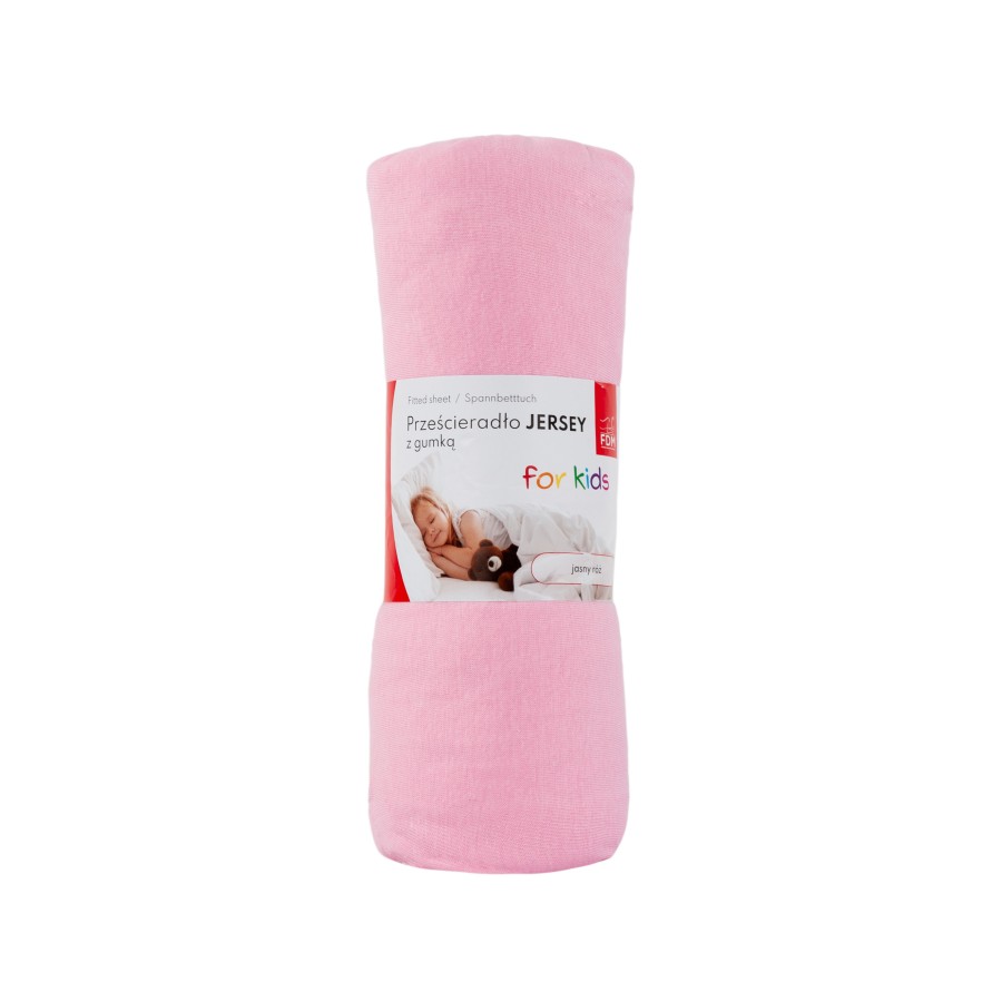 Prześcieradło dziecięce JERSEY różowe 100% bawełna Rozmiar: 60 x 120