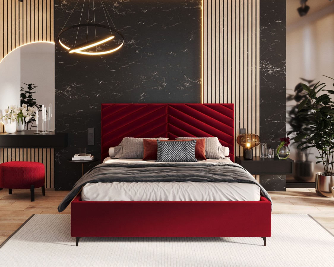 Łóżko tapicerowane ELEGANTE z pojemnikiem i stelażem podnoszonym - 90x200 - PARIS - White