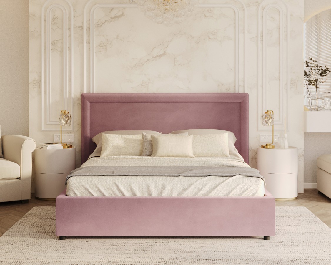 Łóżko tapicerowane NOBILE z pojemnikiem i stelażem podnoszonym - 160x200 - PARIS - Violet