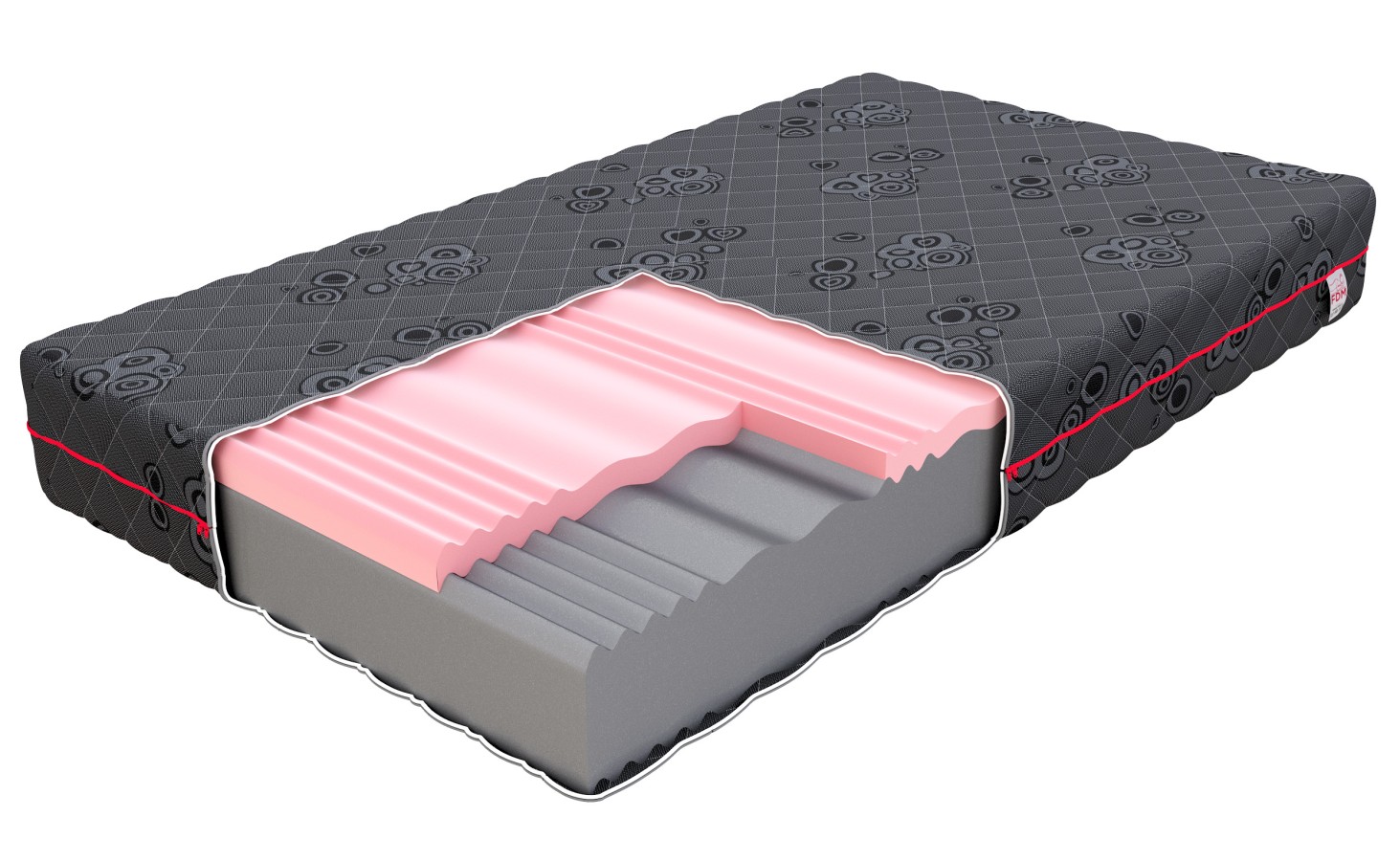 Materac piankowy DYNAMIC Profilowana pianka VISCO, pianka poliuretanowa, pokrowiec JAQUARD - 90 x 200 - H4 twardy / H3 średnio twardy - 22 cm