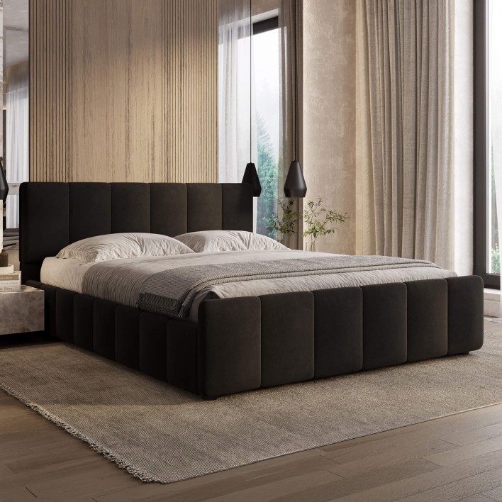 Łóżko tapicerowane SF1077 160x200 Welur Czarny