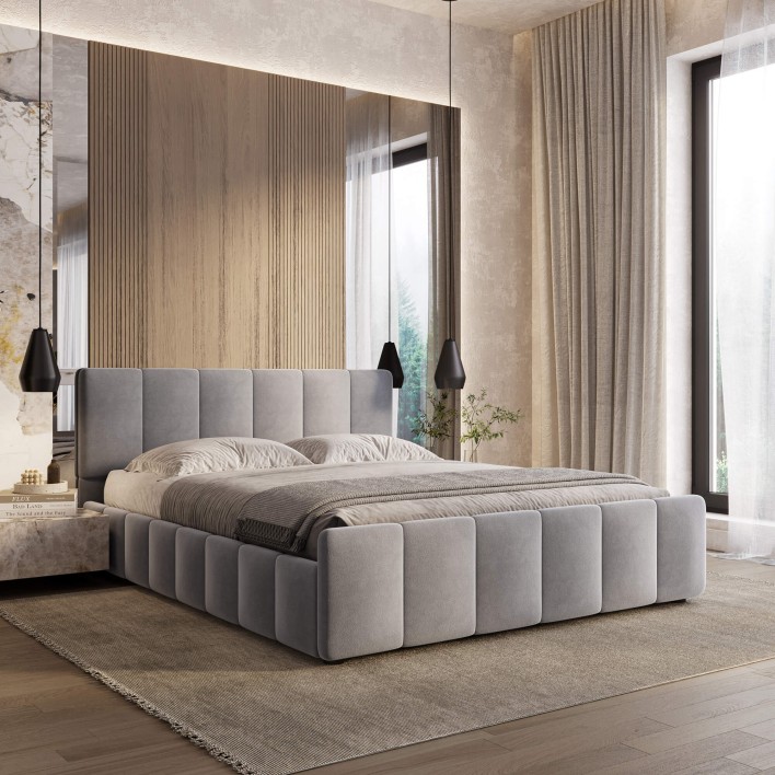 Łóżko tapicerowane SF1077 140x200 Welur Szary #53