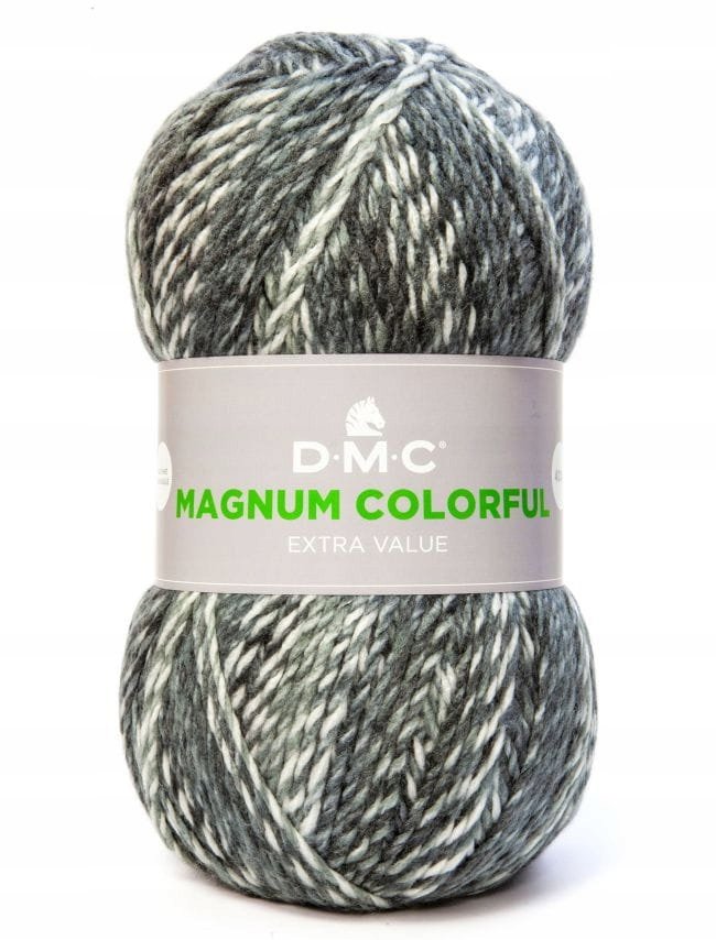 włóczka DMC MAGNUM COLORFUL kol. 012 biało-popielato-antracytowa