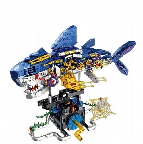 Mechaniczny rekin 699 el. model 3D styl steampunk klocki konstrukcyjne