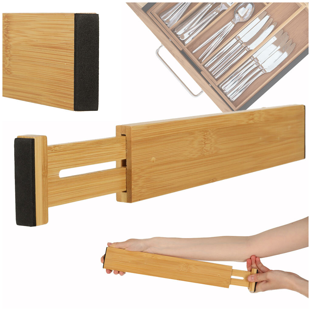 Organizer Do Szuflady Szafek Regulowany Separator Bambusowy Przegródka 43cm
