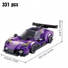 KLOCKI KONSTRUKCYJNE 3D, FIOLETOWY SAMOCHÓD SPORTOWY, RACING