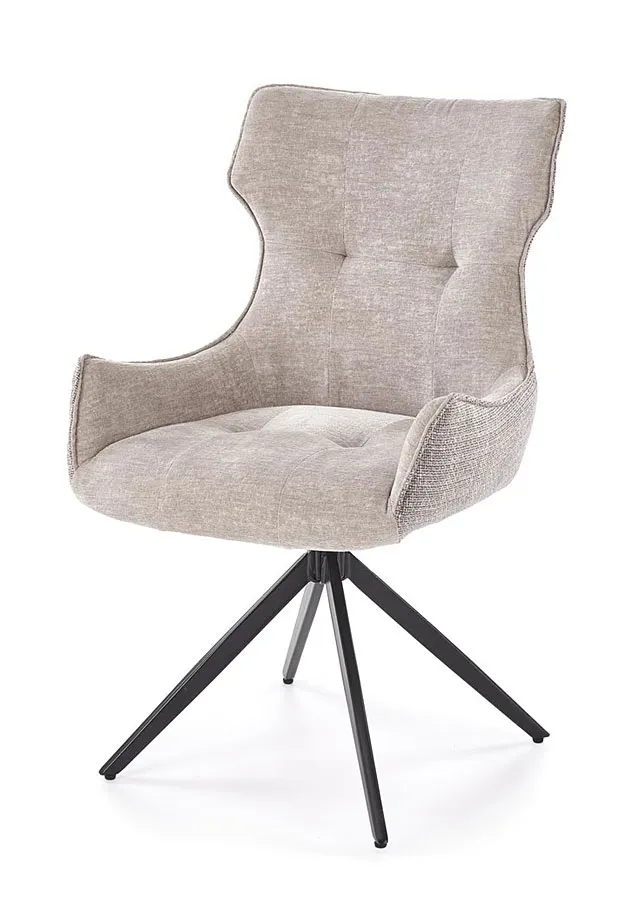 Tapicerowane szare krzesło na czarnej podstawie K7-D97