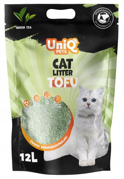 ŻWIREK DLA KOTA TOFU zielona herbata biodegradowalny 5kg / 12l UNIQ PETS