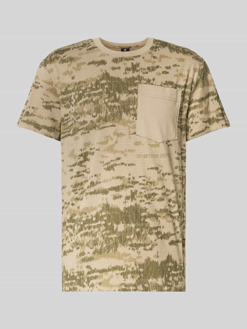 T-shirt z okrągłym dekoltem i kieszenią na piersi