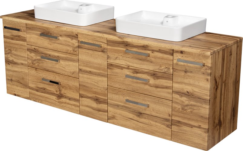 Szafka wisząca z umywalką 210 z dwiema umywalkami C3 seria Fokus NE