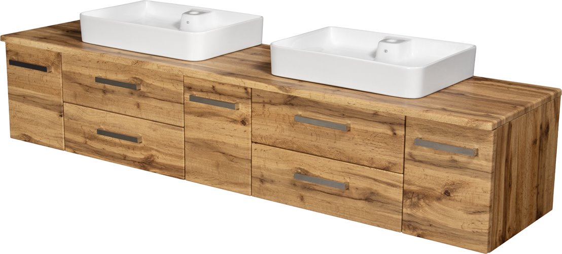 Szafka wisząca z umywalką 210 z dwiema umywalkami C2 seria Fokus NE