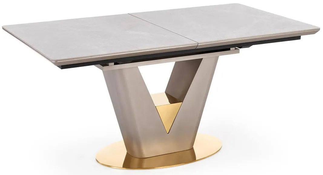 Rozkładany prostokątny stół popiel + złoty - H9-Z40