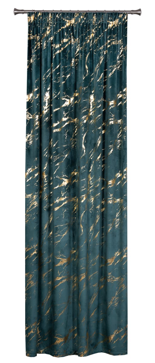 Zasłona Storm zielono-złota 140 x 260 cm na taśmie