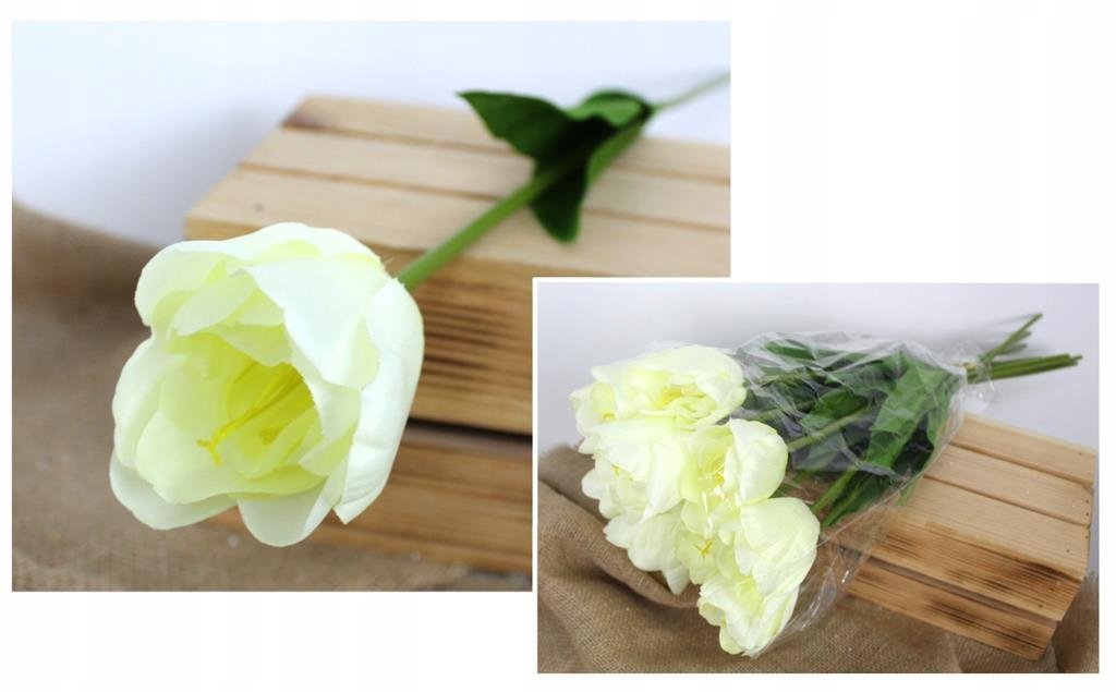 Kwiat sztuczny tulipan 1szt biały 58cm