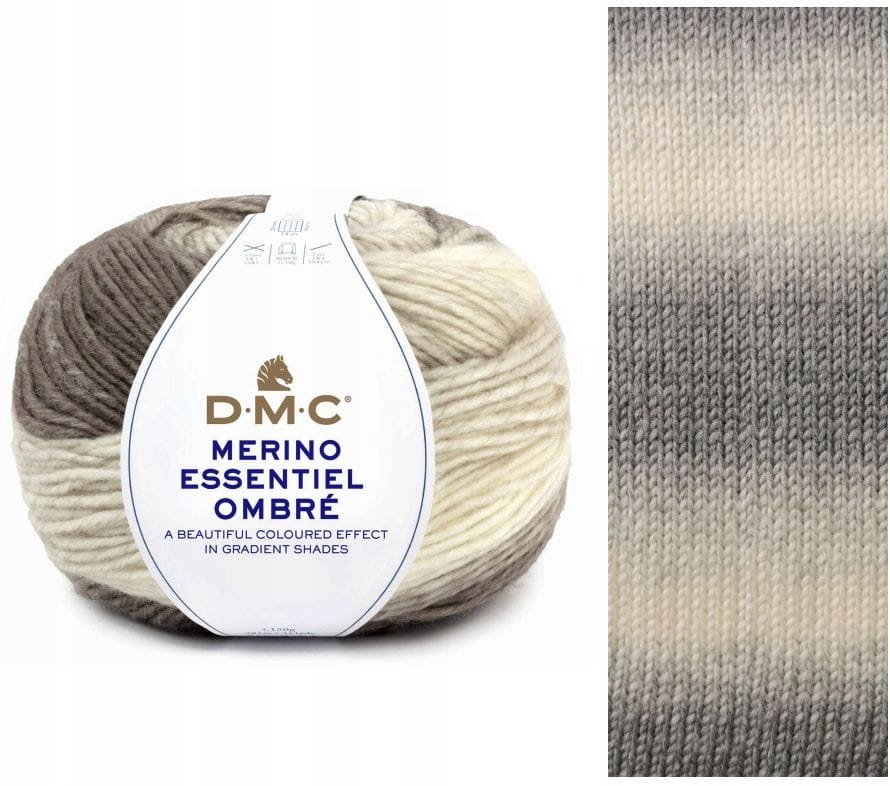 włóczka DMC MERINO ESSENTIALE OMBRE kol.1004 popielato-żółta
