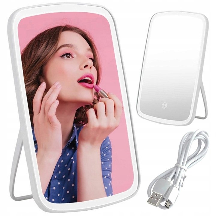 LUSTERKO DO MAKIJAŻU KOSMETYCZNE PODŚWIETLANE LED LUSTRO DO MALOWANIA USB