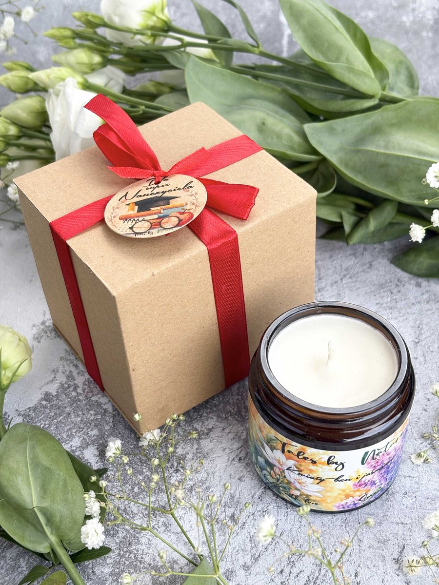 Gotowy prezent dla Super Nauczyciela świeca sojowa Jaśmin i bez 120 ml