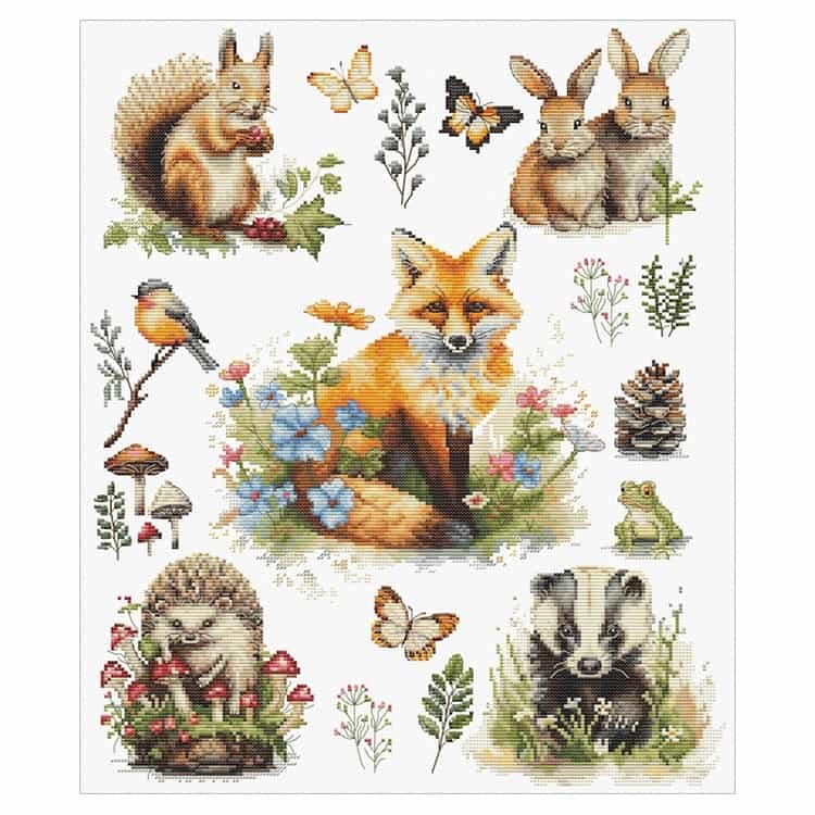 Haft krzyżykowy - Zestaw do haftu - Leśne zwierzęta