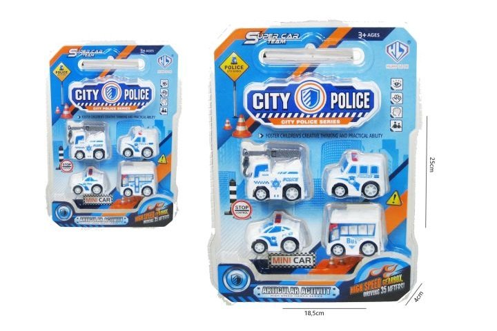 Autka policyjne 5cm 4szt H13776 49305