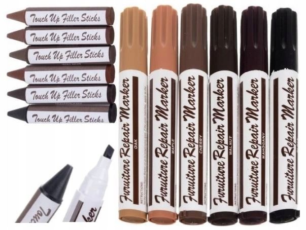 Flamastry zestaw do naprawy paneli mebli drewna marker + wosk