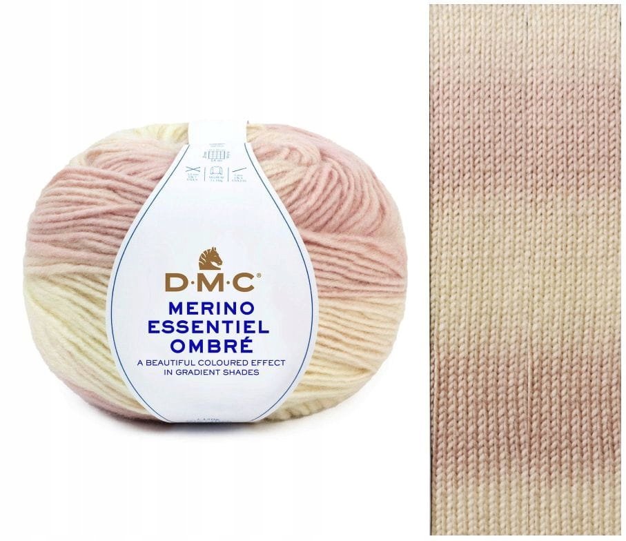 włóczka DMC MERINO ESSENTIALE OMBRE kol.1007 kremowo-pudrowa