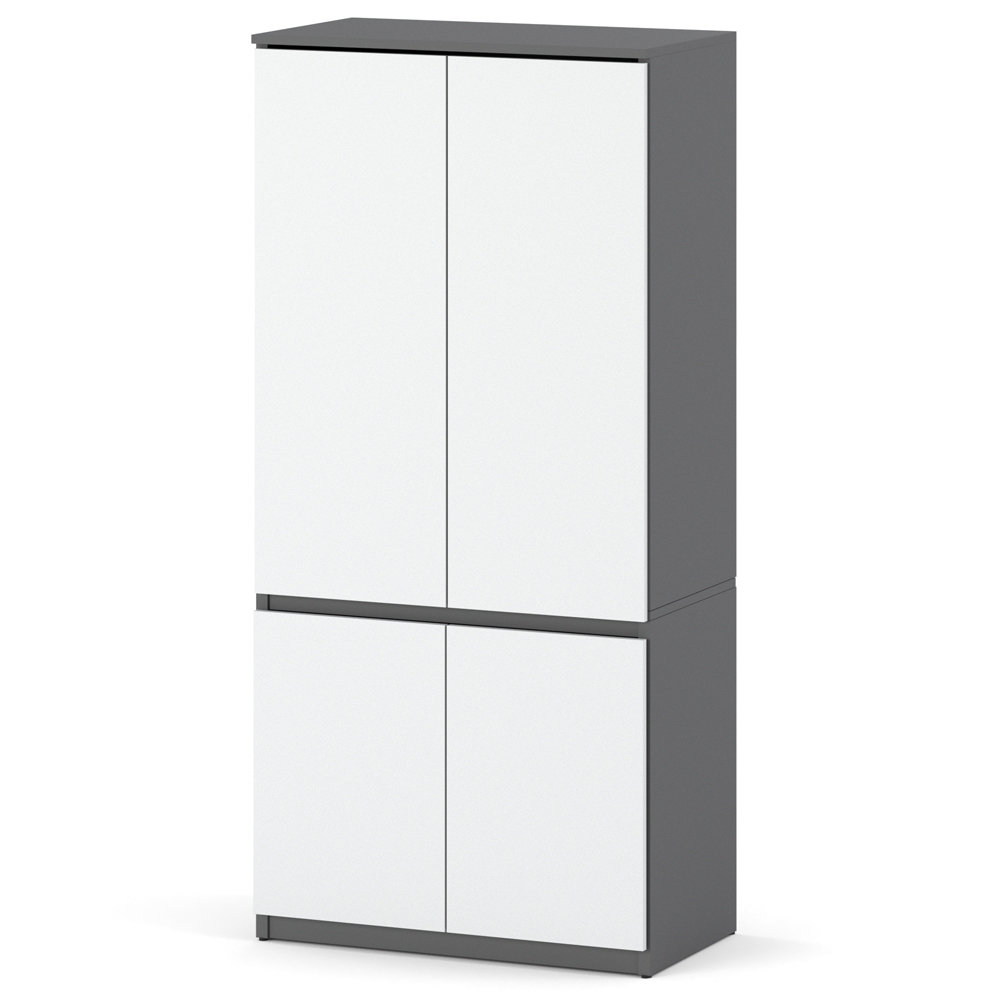 Szafa Do Przedpokoju Garderoba 80cm Z Półkami Sypialnia Szara Biała Mat