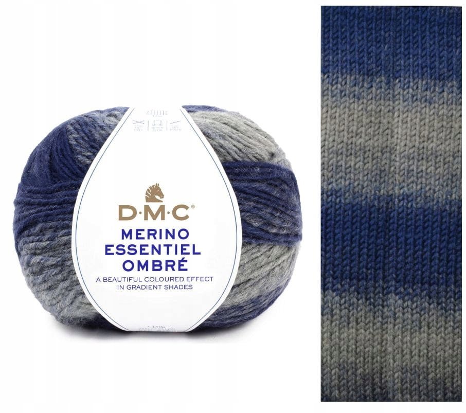 włóczka DMC MERINO ESSENTIALE OMBRE kol.1002 popielato-niebieska