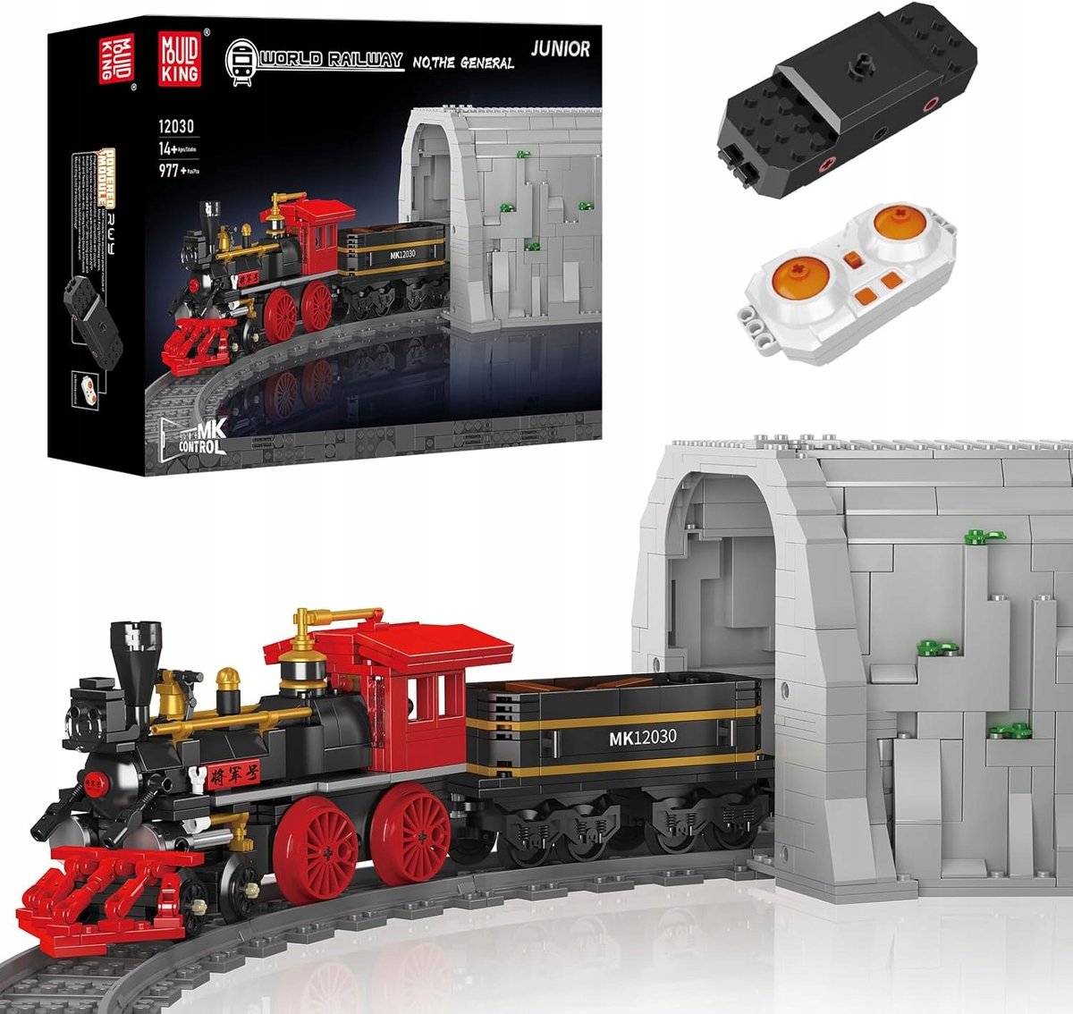 Mould King Zestaw Klocków Lokomotywa 12030 Parowa Silnik Wagon Pilot