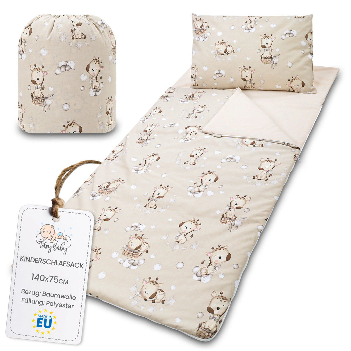 Śpiwór dziecięcy z poduszką i zamkiem błyskawicznym dla dziecka 3-7 lat - 140 x 75 cm śpiwór dziecięcy kryty do przedszkola kocyk do przedszkola śpi..