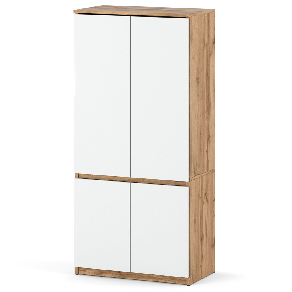 Szafa Do Przedpokoju Z Półkami 80cm Garderoba Drążek Posti Dąb Wotan Biała