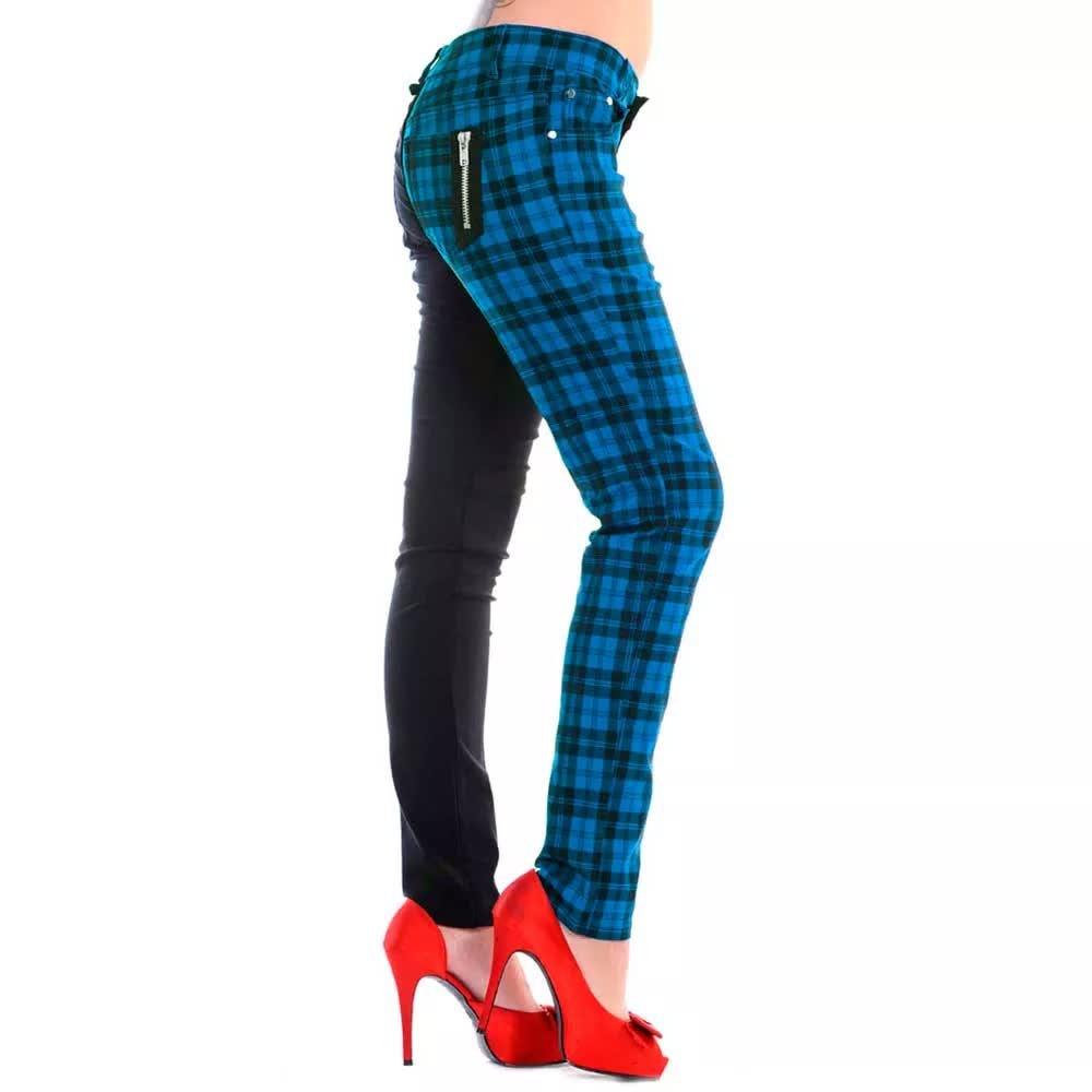 spodnie damskie BANNED - BLACK/BLUE CHECK-XS