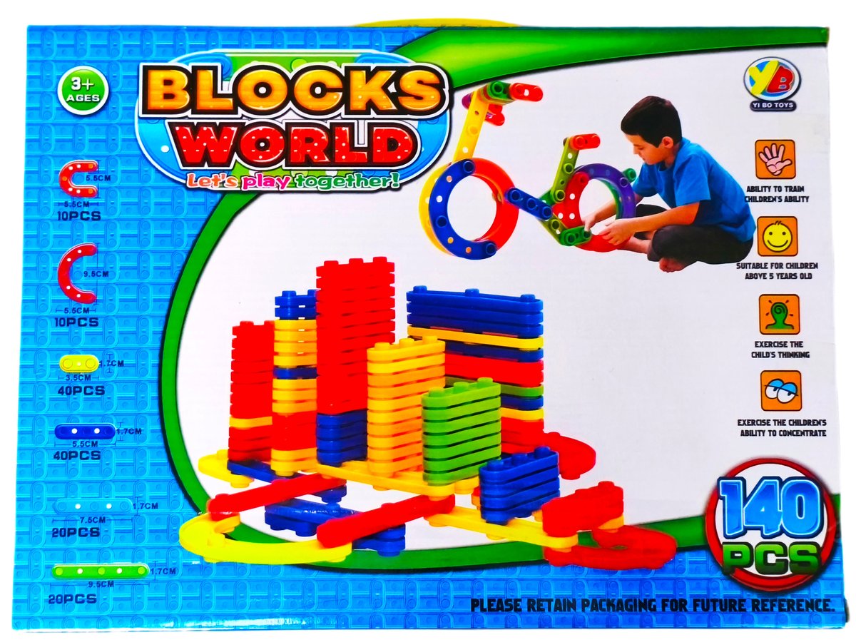 BLOCK WORLD Klocki Konstrukcyjne DYDAKTYCZNE 140szt ProShopDP