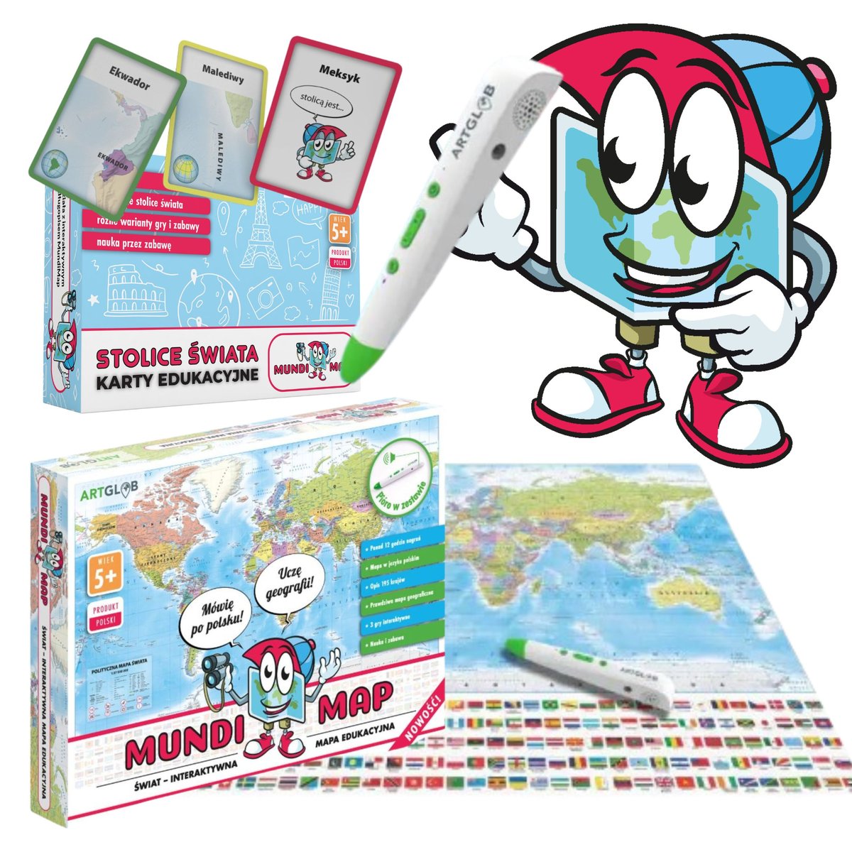 Zestaw MundiMap Mapa Interaktywna + Karty Edukacyjne Stolice Świata