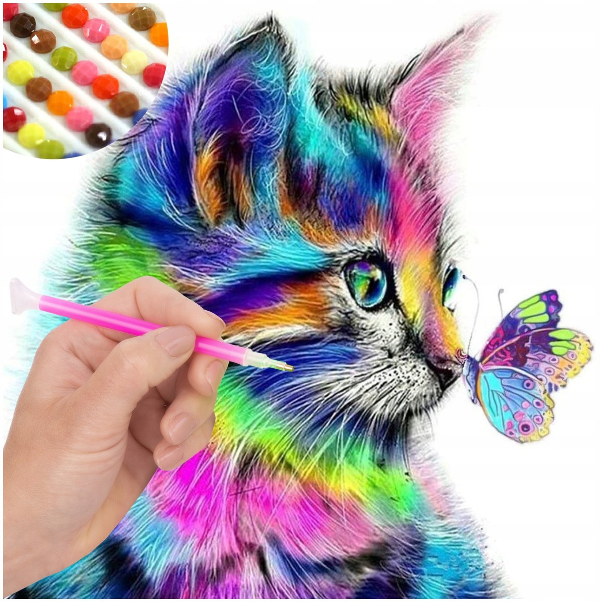 Haft diamentowy 5D motyl kot mozaika zestaw kotek diamenciki