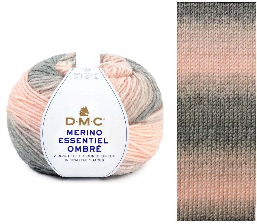 włóczka DMC MERINO ESSENTIALE OMBRE kol.1005 popielato-różowa
