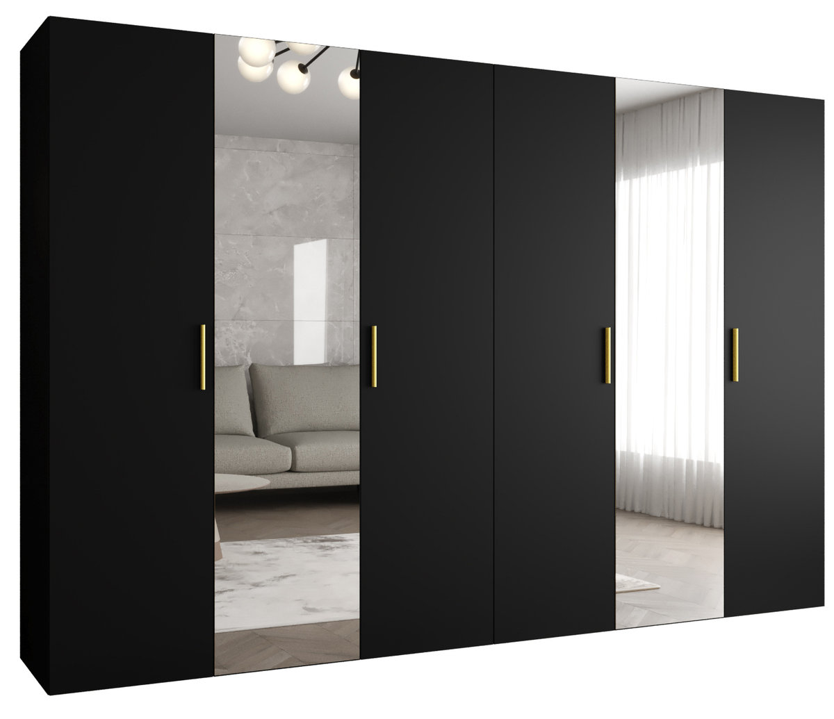 Szafa uchylna otwierana BARI 2 300 wys. 202 cm Czarny + u. Złoty