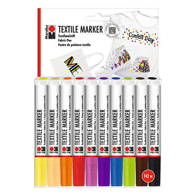 Pisaki do tkanin Textil Marker Marabu, 10 kolorów