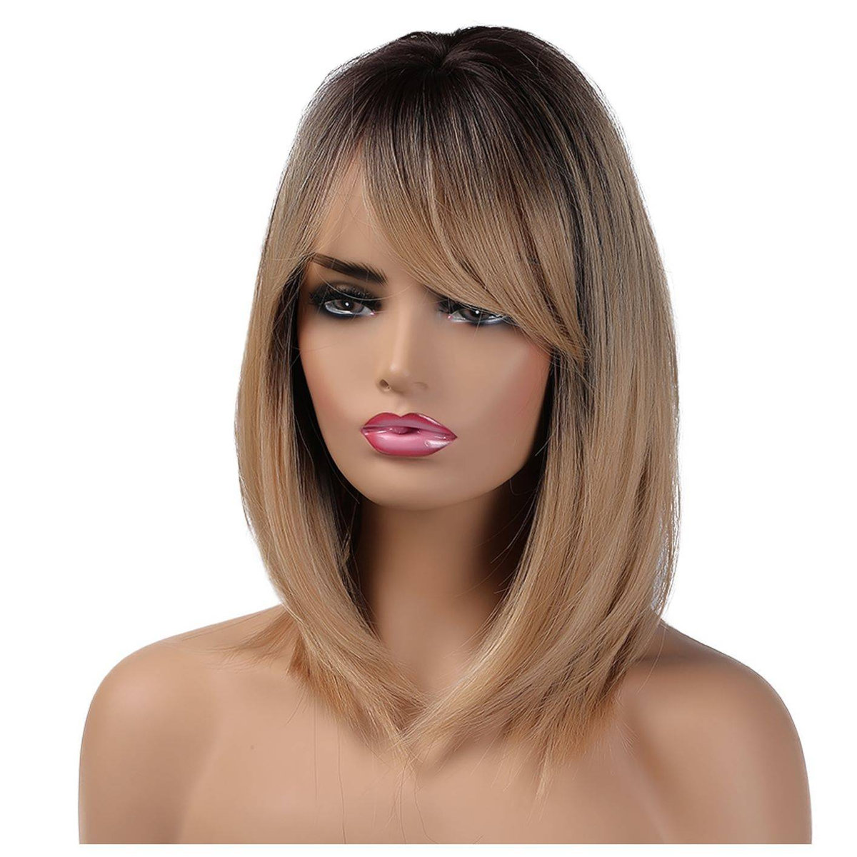 Peruka do ramion ombre brąz prosta