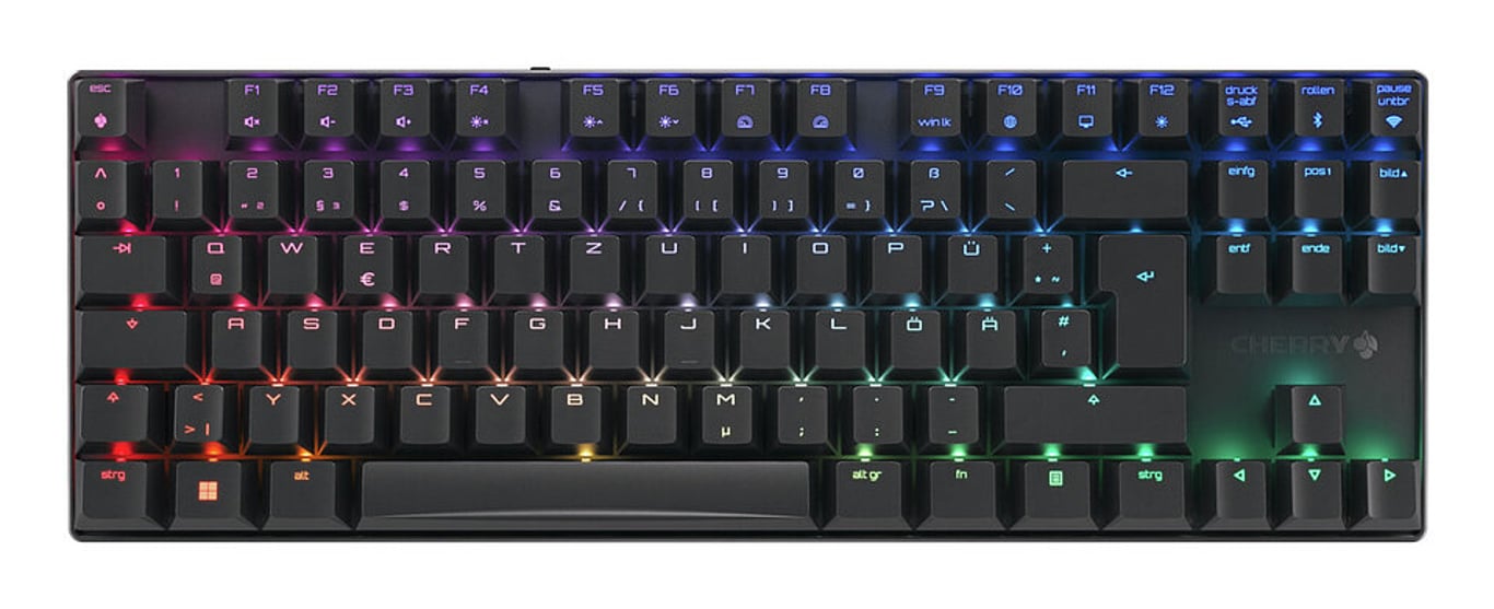 CHERRY MX 8.2 TKL Wireless RGB klawiatura Gaming USB + RF Wireless + Bluetooth QWERTZ Niemiecki Czarny G80-3882LJADE-2