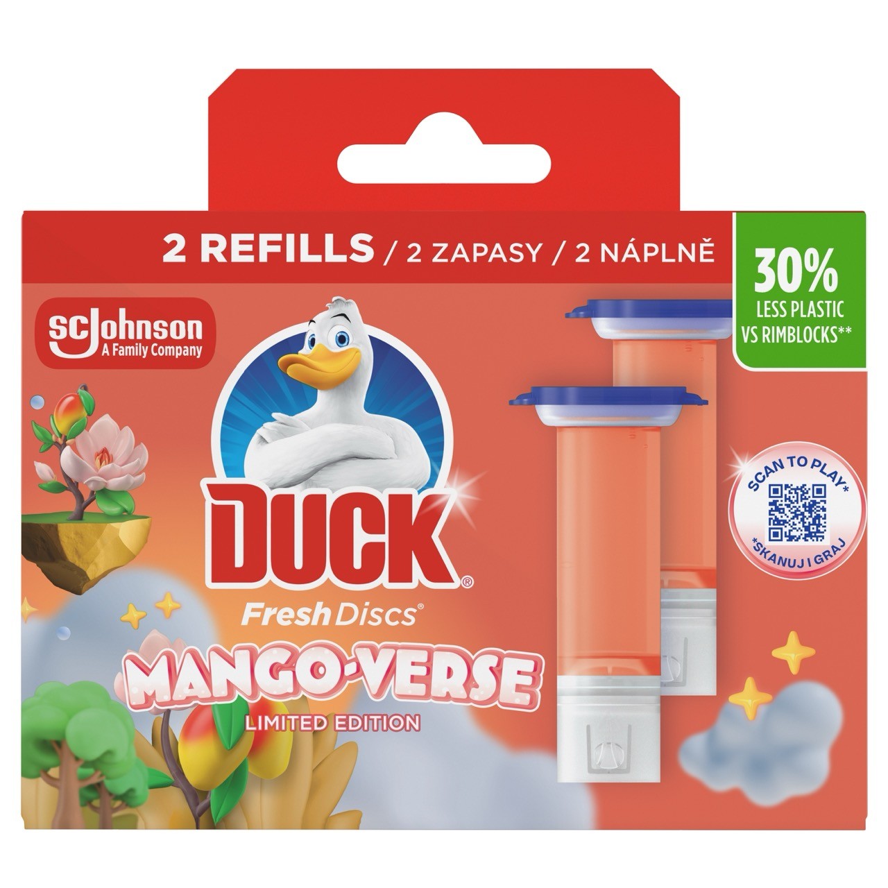 Podwójny zapas żelowych krążków do toalet Duck Fresh Discs Mango Verse